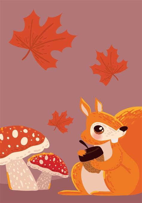 autumn scene squirrel 11127205 Vector Art at Vecteezy