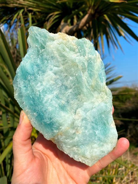 huge aquamarine crystal march birthstone rough aquamarine rock raw