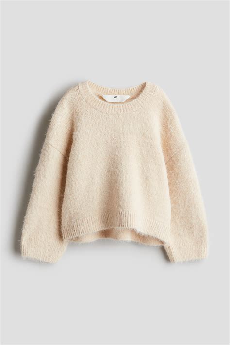 Мъхест пуловер с фина плетка - Светъл прасковен - ДЕЦА | H&M BG