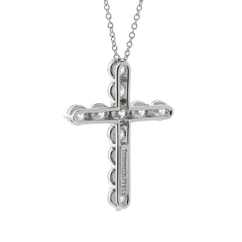 Tiffany and Co. Platinum Diamond Cross Necklace at 1stDibs