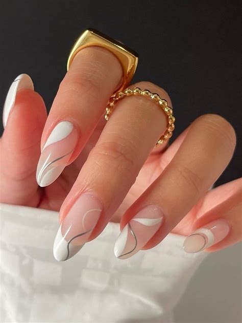 Instantly Upgrade Your Look with 24pcs Long Almond White French Color