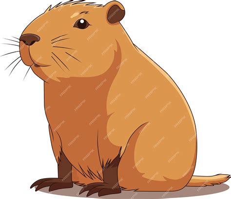 Desenho animado fofo de capivara em fundo branco | Vetor Premium