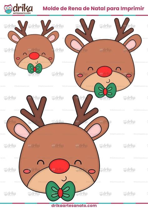 Rena De Natal Para Imprimir - Molde de Rena de Natal para Imprimir Grátis em Tamanho Real
