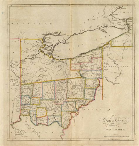 1814 State Map of Ohio | Ohio map, Map, Vintage wall art