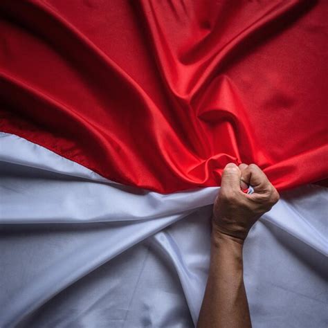 Premium Photo | Hand holding Indonesian flag