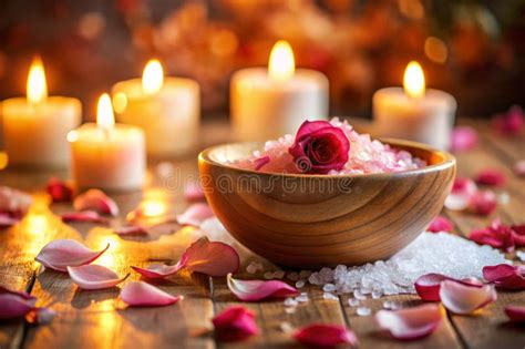A Serene Bath Ritual Rose Petals Himalayan Salt and Warm Candlelight ...