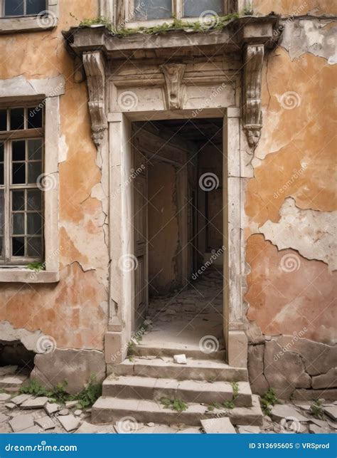 Dilapidated Historic Building Entrance Stock Image - Image of patina