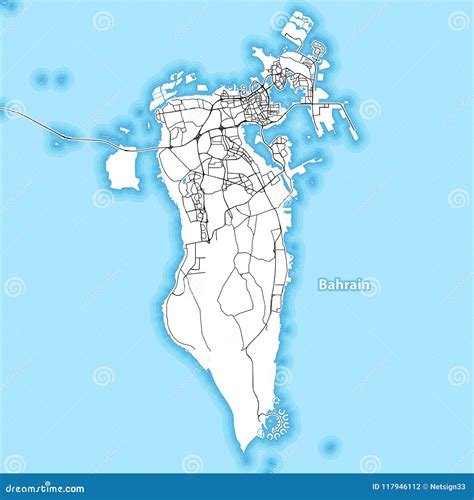 Two-toned Map of the Island of Bahrain Stock Vector - Illustration of ...