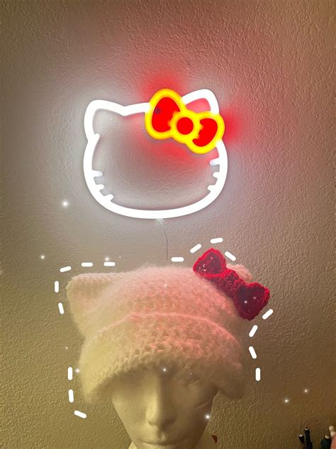 Fluffy Hello Kitty Inspired Cat Ear Beanie - Etsy