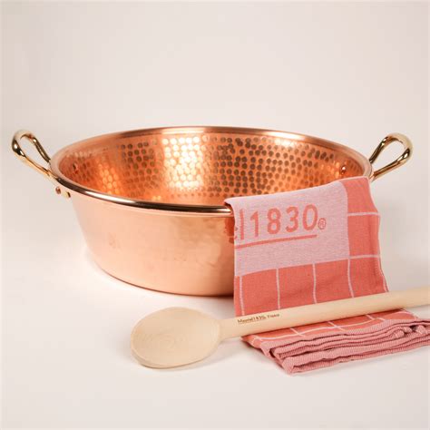 Mauviel M'PASSION Hammered Copper Jam Pan Set With Brass Handles, 17.3 ...