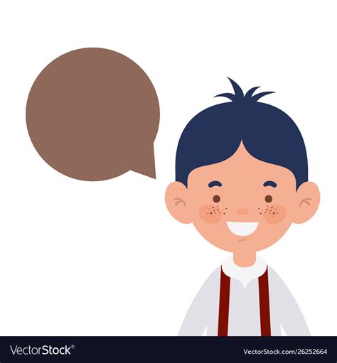 Student boy smiling with speech bubble Royalty Free Vector