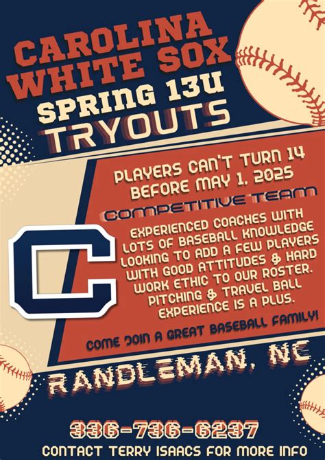 Carolina White Sox 13U Baseball Tryouts