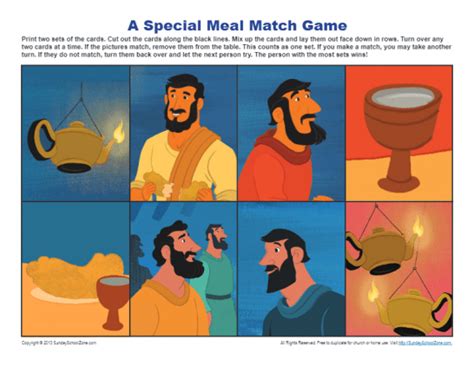 Last Supper Match Game for Maundy Thursday on Sunday School Zone