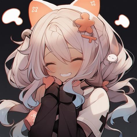 Premium AI Image | anime girl with white hair and cat ears with a black ...