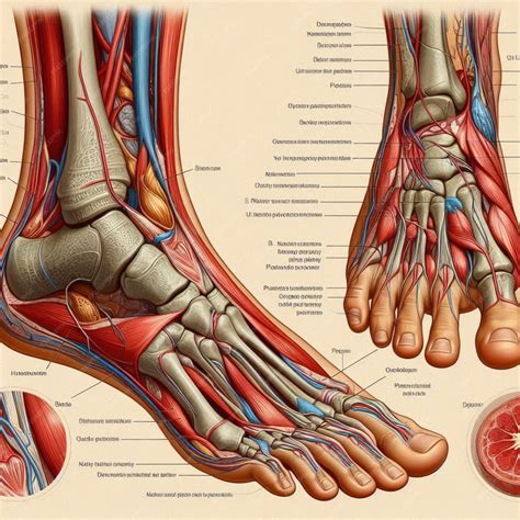 A picture of a foot with the bottom of the foot labeled with the foot