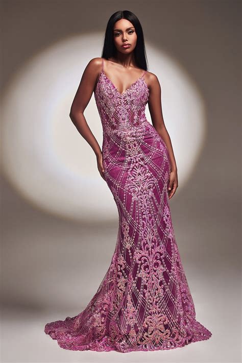 Glitter Print Mermaid Gown by Ladivine CC2168 | Mermaid prom dresses