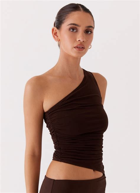 Seranella One Shoulder Maxi Dress - Chocolate – Peppermayo US