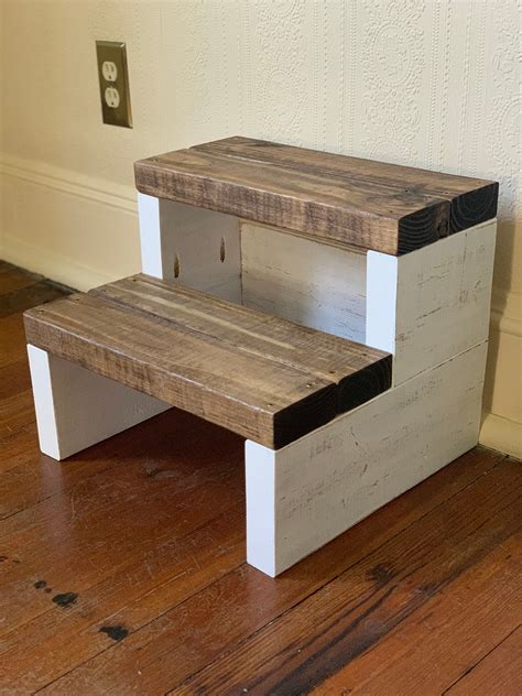 Natural colour wooden steps step stool steps foot stool vintage pet dog