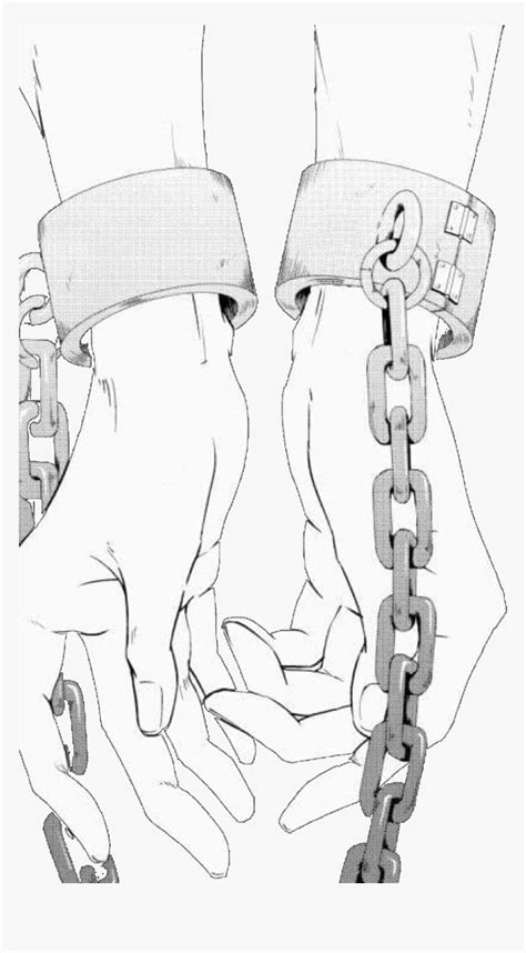 #anime #manga #white #blackandwhite #handcuffs #prisoner - Handcuffs Anime, HD Png Download ...