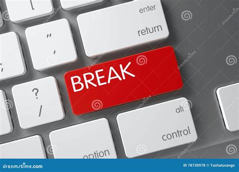 Keyboard with Red Key - Break. 3D. Stock Photo - Image of lunch, computer: 78730978