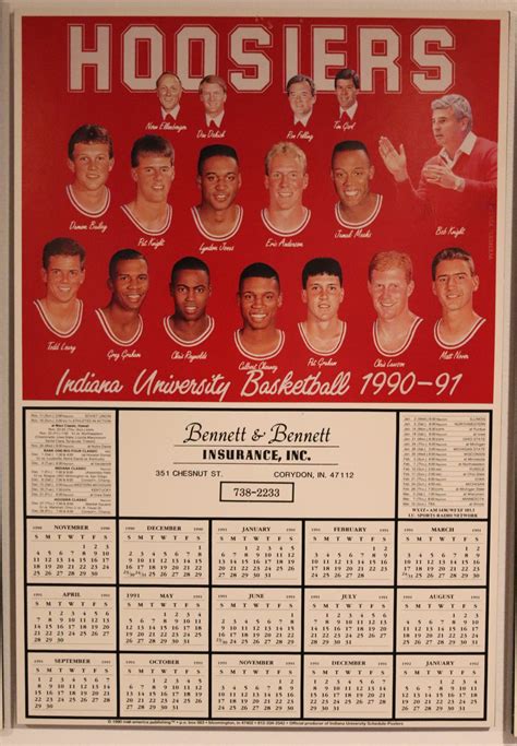 Indiana Hoosiers Basketball Annual Schedule/Calendar Posters — The