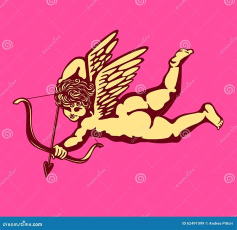 Cupid Angel Of Love Silhouette. Symbol Of Love. Valentines Day Clip Art