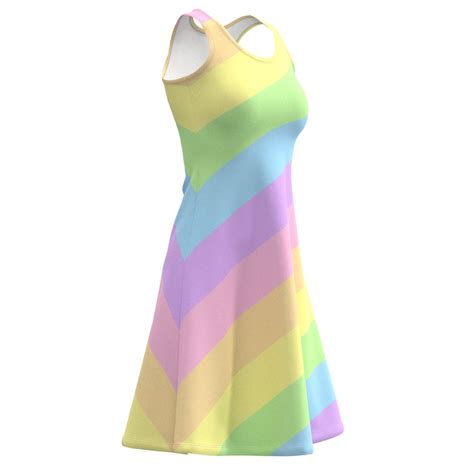 Rainbow Pastel Colors Sleeveless Dress - EightyThree XYZ Clothing