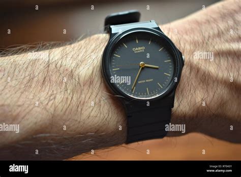 close up view of wrist wearing casio MQ24 watch Stock Photo - Alamy