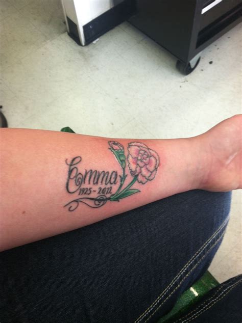 Emma tattoo with Carnations | Tattoos, Rose tattoo, Red rose tattoo