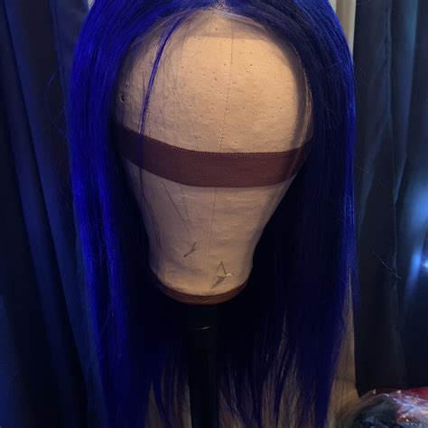 Royal Blue Human Hair Wig -13x4 lace -180% density... - Depop
