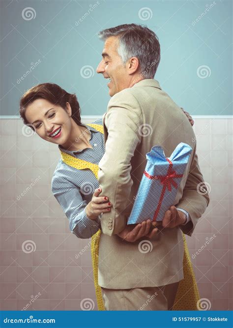 A surprise gift for her stock image. Image of domestic - 51579957