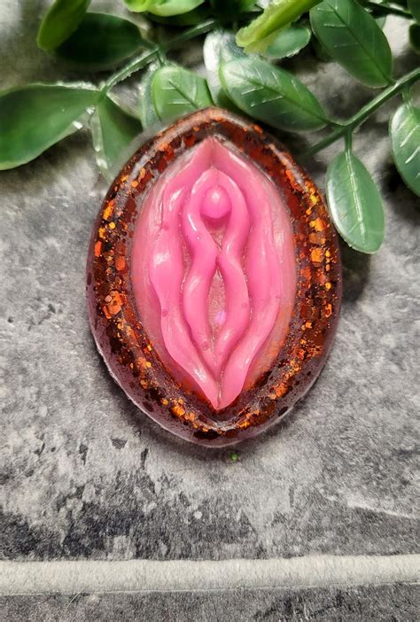 bold glitter vulva resin art body positive feminist sculpture queer
