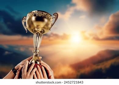 Success Teamwork Team Holding Trophy Stock Photo 2452721843 | Shutterstock