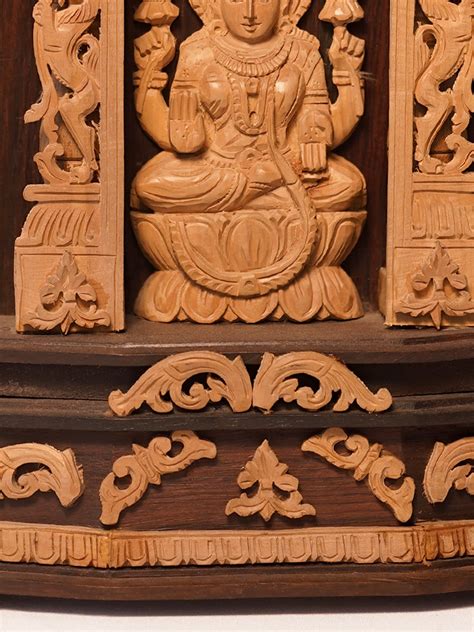 sandalwood carved temple design goddess lakshmi statue exotic