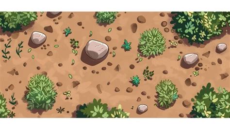 Premium Photo | A cartoon of plants and rocks in the desert