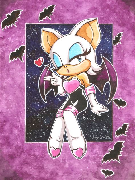 Fanart Rouge the Bat - Sonic the Hedgehog aquarela... - Tereza Costa