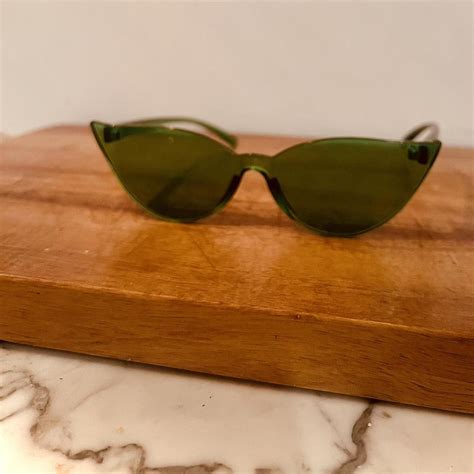 Green Cat Eye Sunglasses - Depop