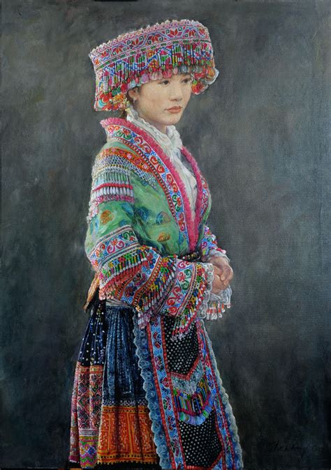 Shen Ming Cun 'Miao Finery' Traditional Portrait Painting - No Naked Walls