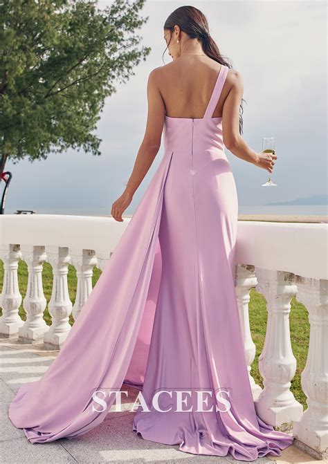 Trumpet/Mermaid One-Shoulder Sleeveless Floor-Length Jersey Bridesmaid