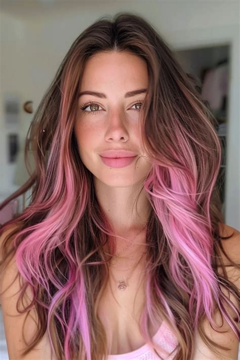 pink balayage  brunette hairstyle ideas   perfectly pretty