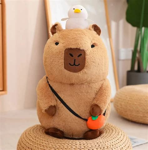 Capybara Plushie With Orange Bag - Etsy Canada