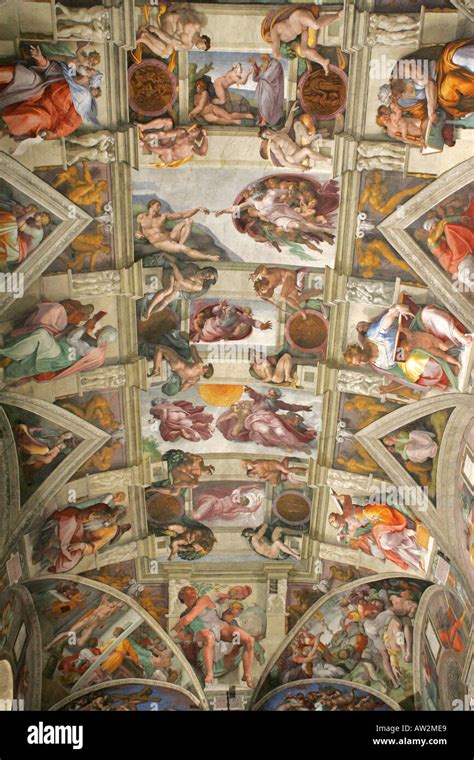 michelangelos ceiling painting sistine chapel  res stock photography