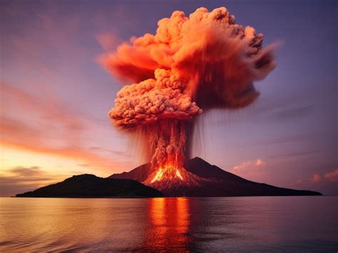 Premium AI Image | Photo of the volcanic eruption Krakatoa