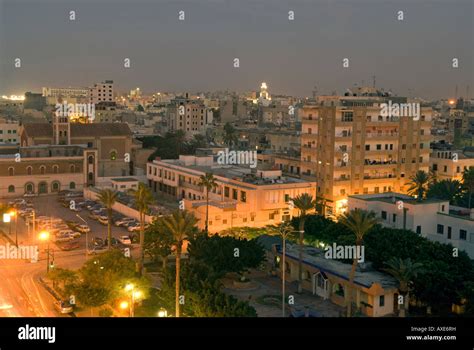 General view of the city of Tripoli by night, Tripoli, Libya Stock ...