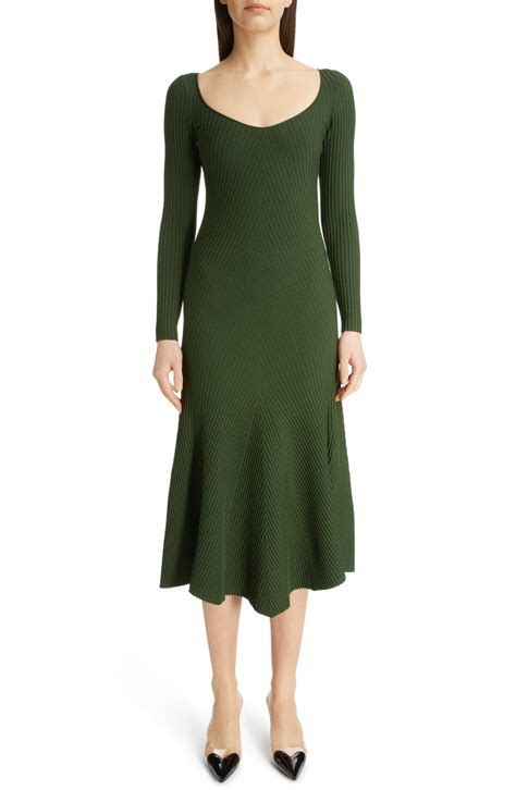 Alaïa Mitered Rib Knit Midi Dress - Veronese | Editorialist