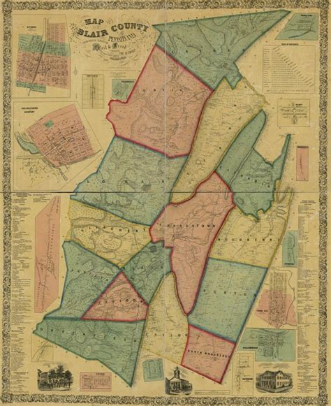 1859 Map of Blair County PA From Special Surveys Altoona | Etsy