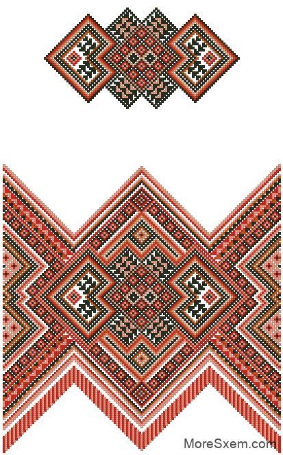 Рушник «Червоне намисто» | МореСхем | Cross stitch border pattern ...