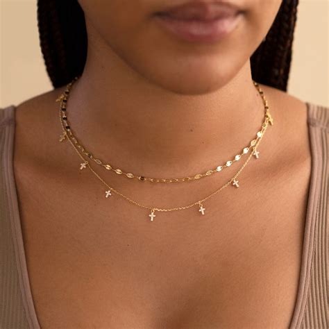 Gold Layered Necklace Set, Dangle Cross Necklace – AMYO Jewelry