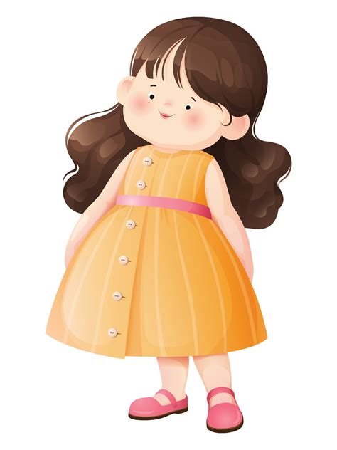 Cute, smiling little girl kid character. Pretty girl cartoon children's ...