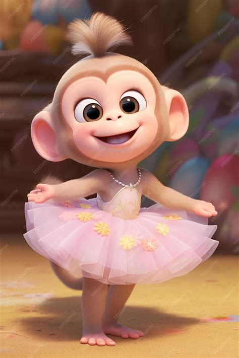 Premium Photo | Arafed monkey in a pink tutu and a pink dress generative ai